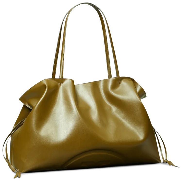 Tory Burch Natuura Drawstring Tote Bag Dark Olive