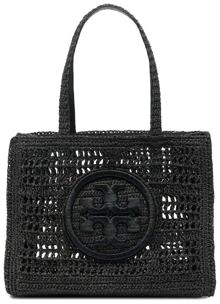 Tory Burch Ella Hand Crocheted Small Tote Black