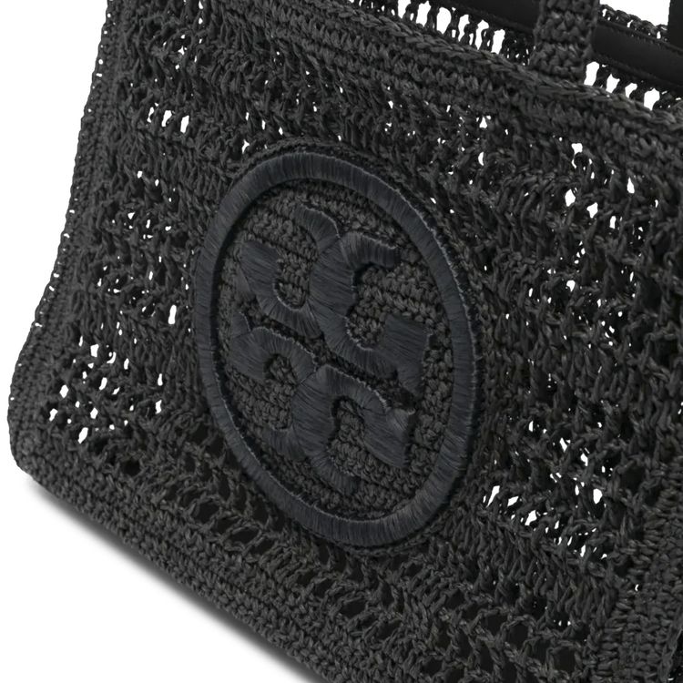Tory Burch Ella Hand Crocheted Small Tote Black