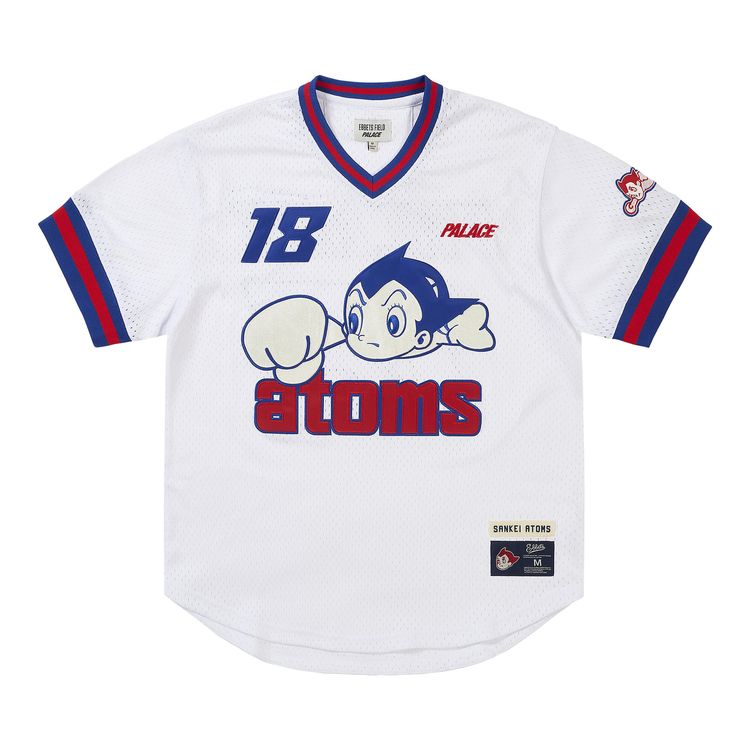 Palace x Ebbets Field Flannels Sankei Atoms Mesh V Neck Jersey White