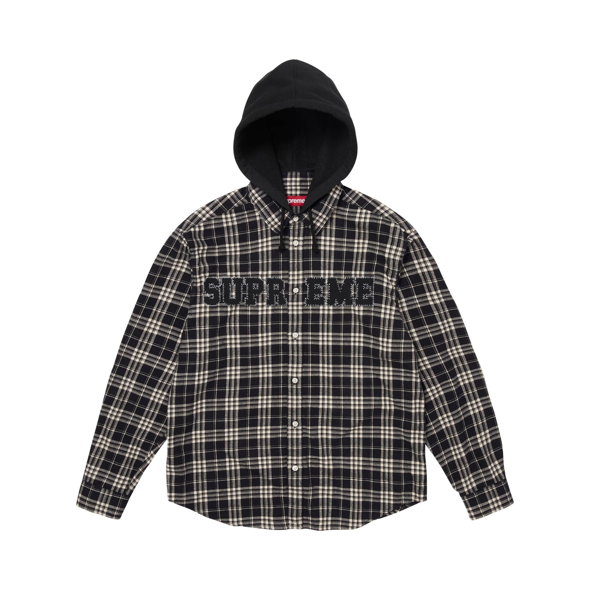 Buy Supreme Appliqué Hooded Flannel Shirt 'Black' - FW26S13 BLACK