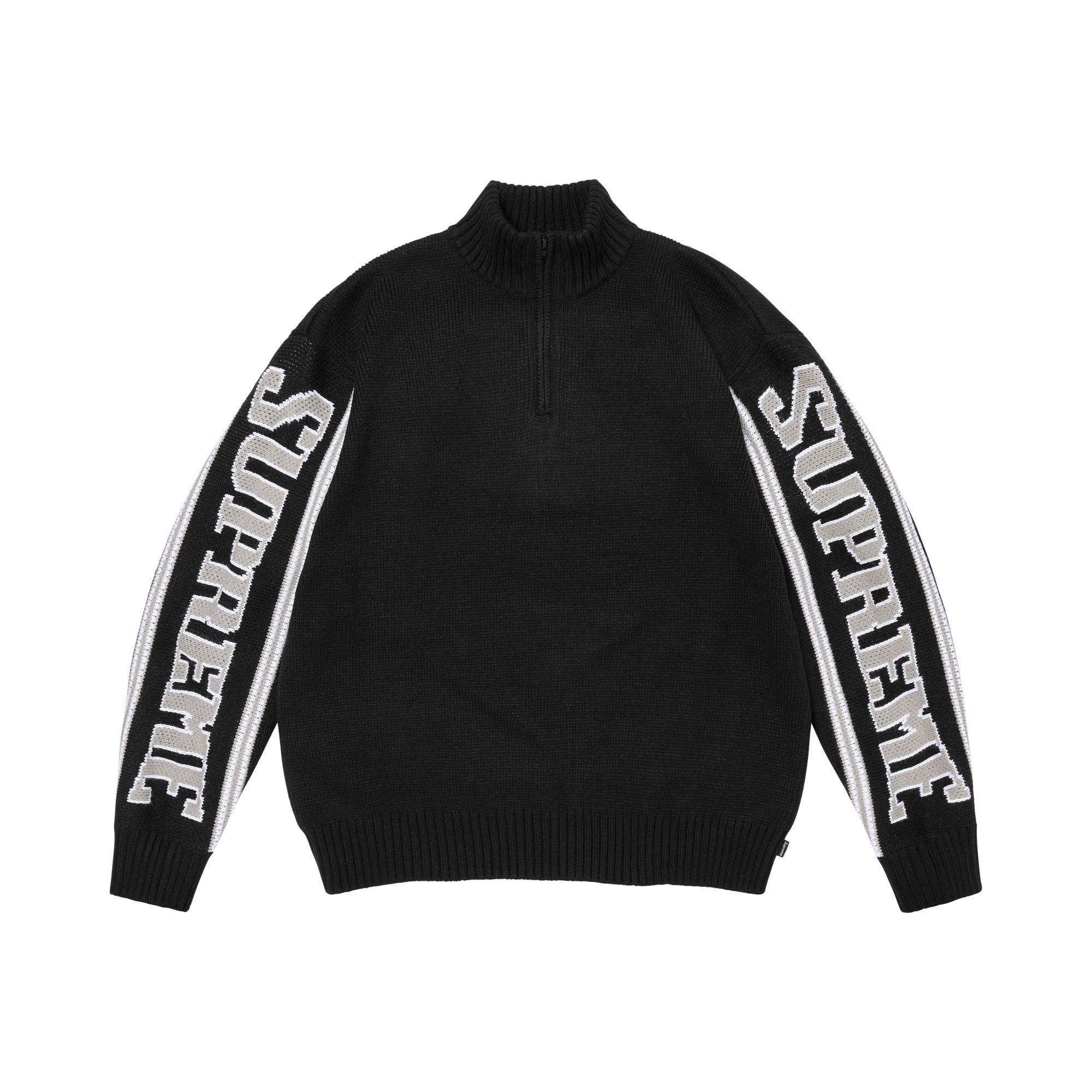 Buy Supreme Jacquard Sleeve Half Zip Sweater 'Black' - FW26SK13