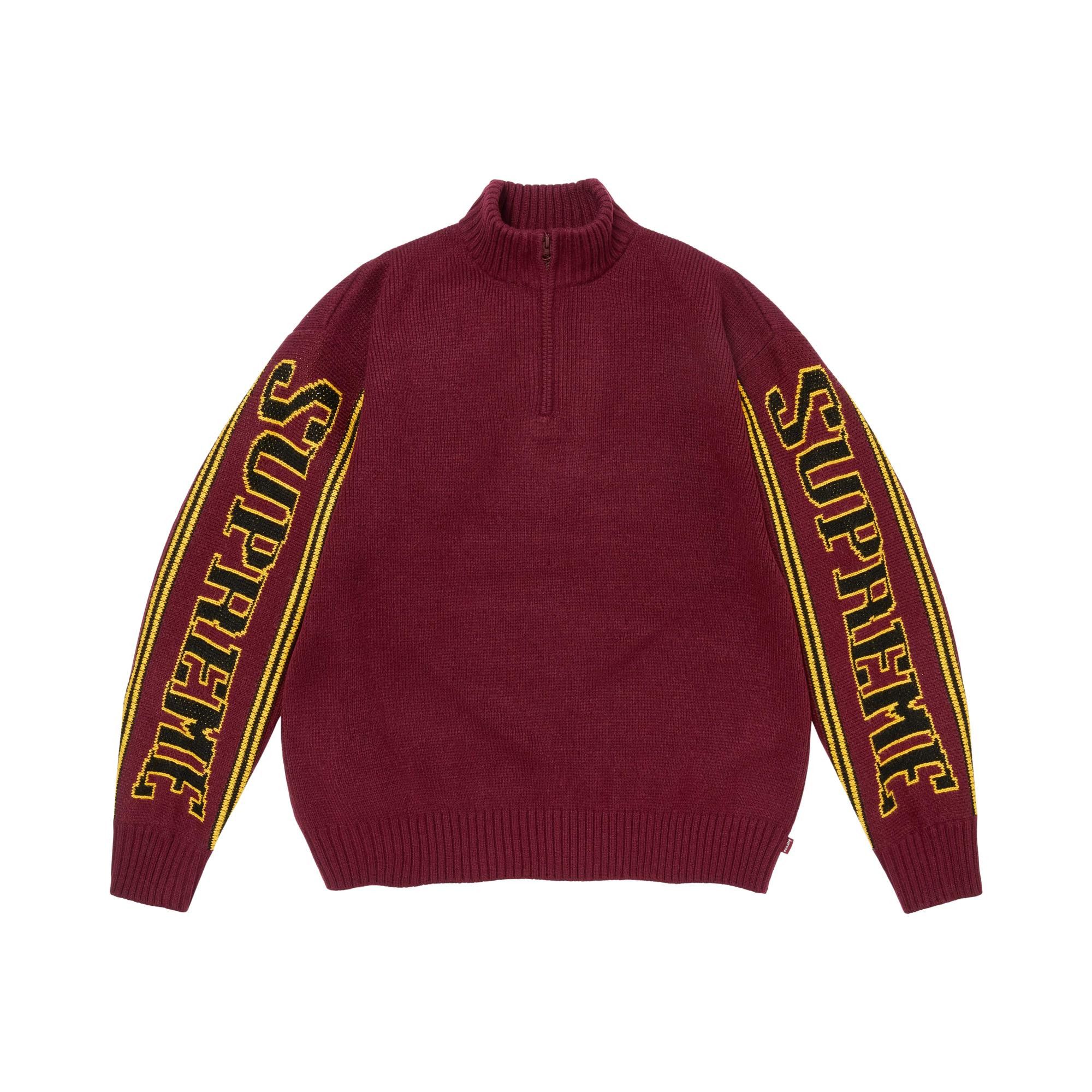Buy Supreme Jacquard Sleeve Half Zip Sweater 'Burgundy' - FW26SK13