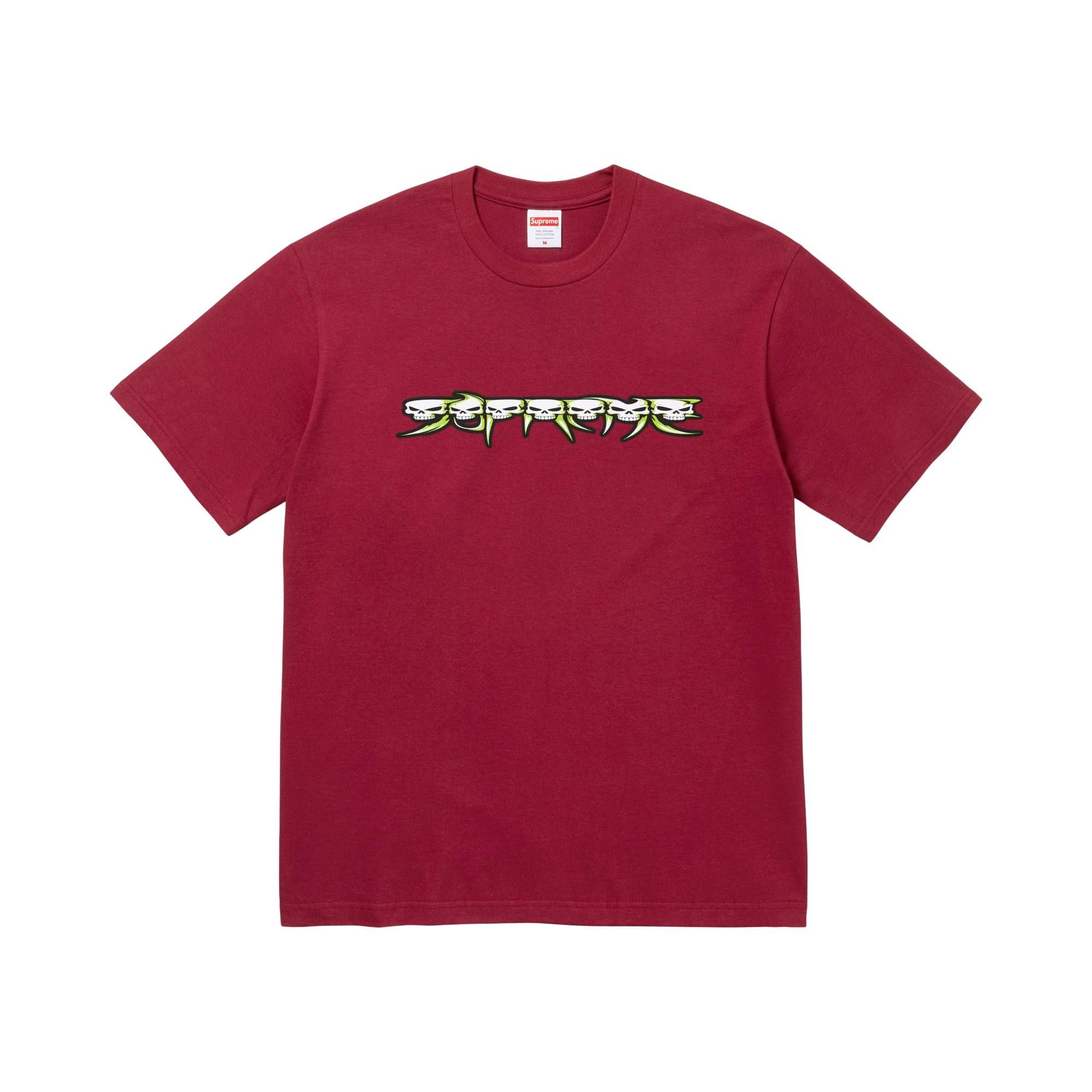 Buy Supreme Skulls Spellout Tee 'Cardinal' - FW26T24 CARDINAL | GOAT