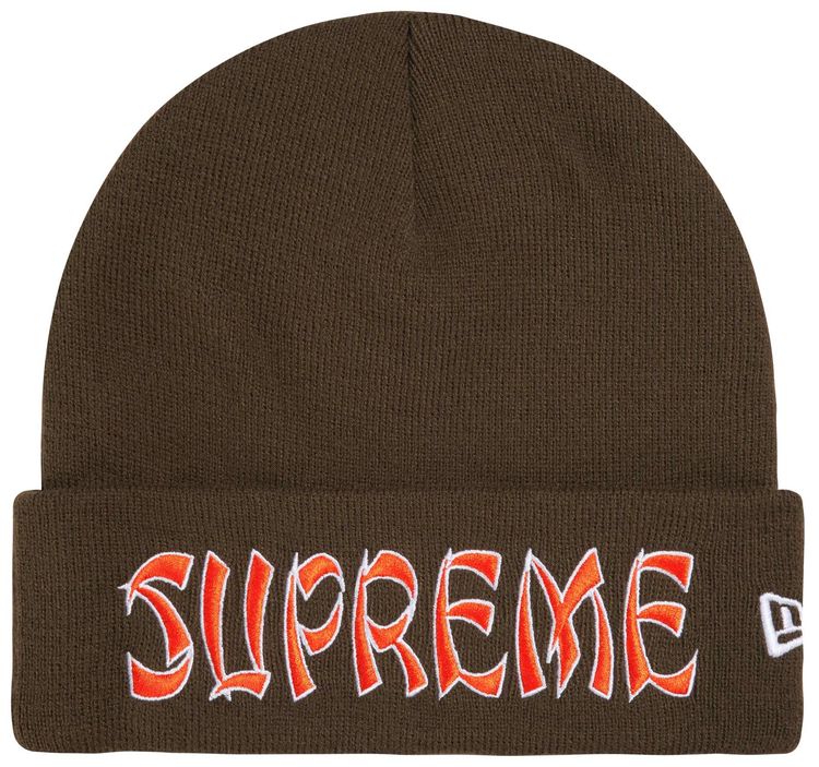Supreme New Era Action Beanie Brown