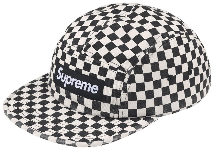 Supreme Washed Chino Twill Camp Cap Checkerboard