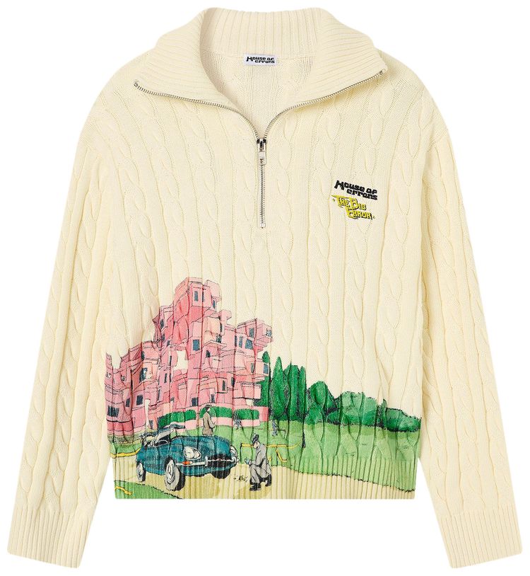 HOUSE OF ERRORS Crime Scene Cable Knit Sweater Cream