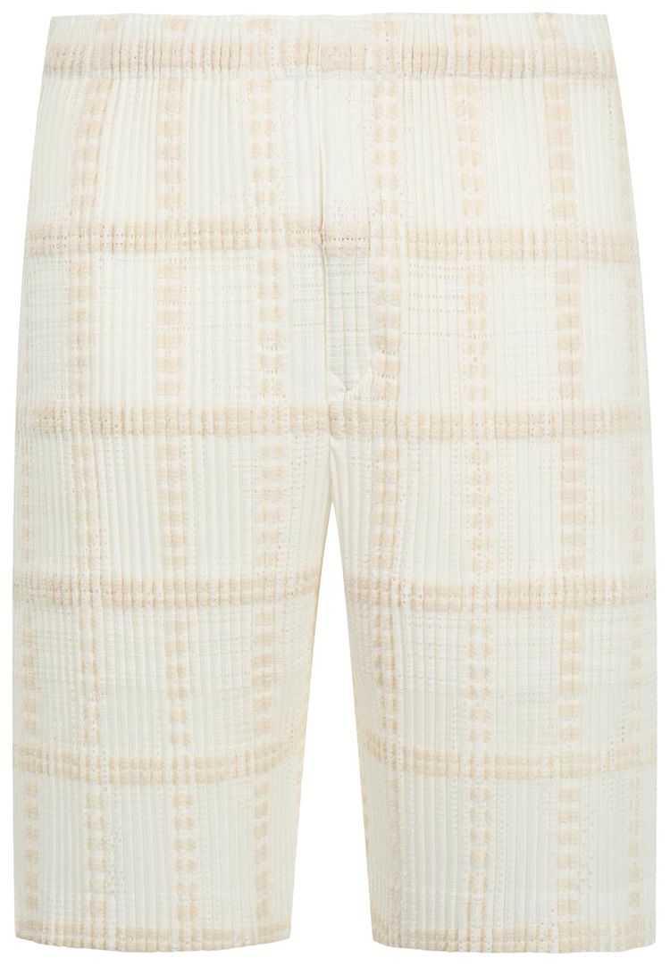Issey Miyake Lace Grid Pleats Shorts White