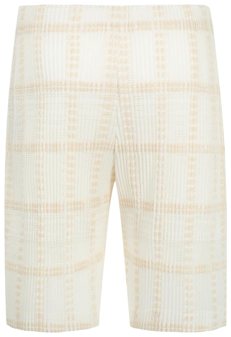 Issey Miyake Lace Grid Pleats Shorts White