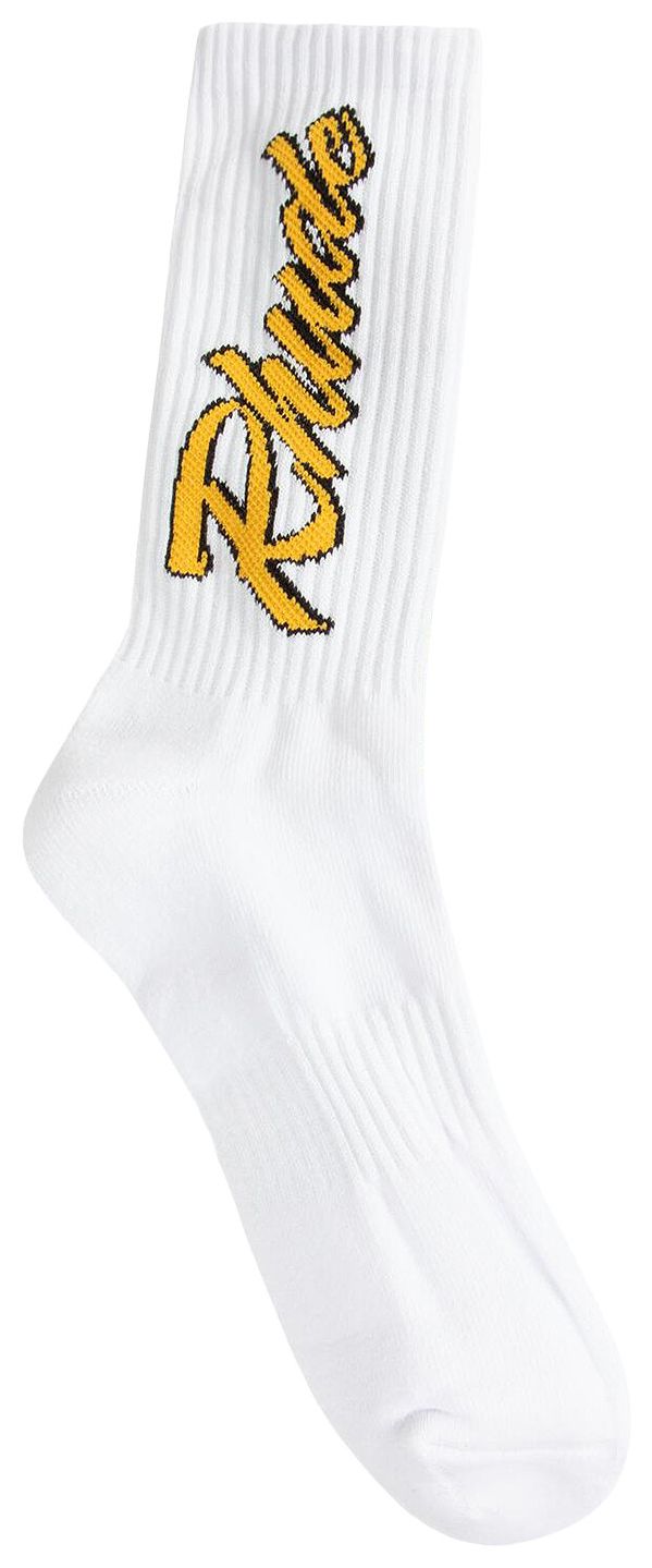 Rhude Legends Script Sock WhiteYellowBlack