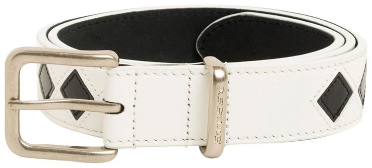 Stussy Argyle Leather Belt Bone