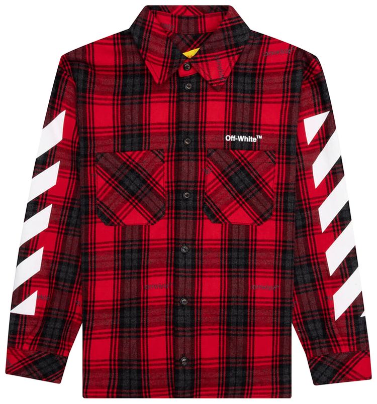 Off White Rubber Arrow Check Flannel RedWhite
