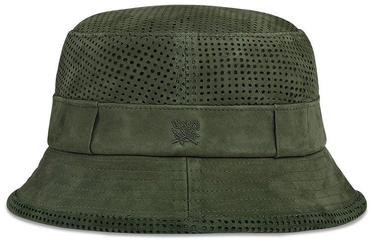 Aime Leon Dore Perforated Suede Bucket Hat Deep Lichen Green