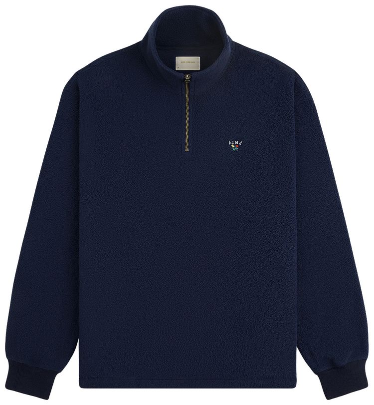 Aime Leon Dore Crest Quarter Zip Fleece Pullover Navy Blazer