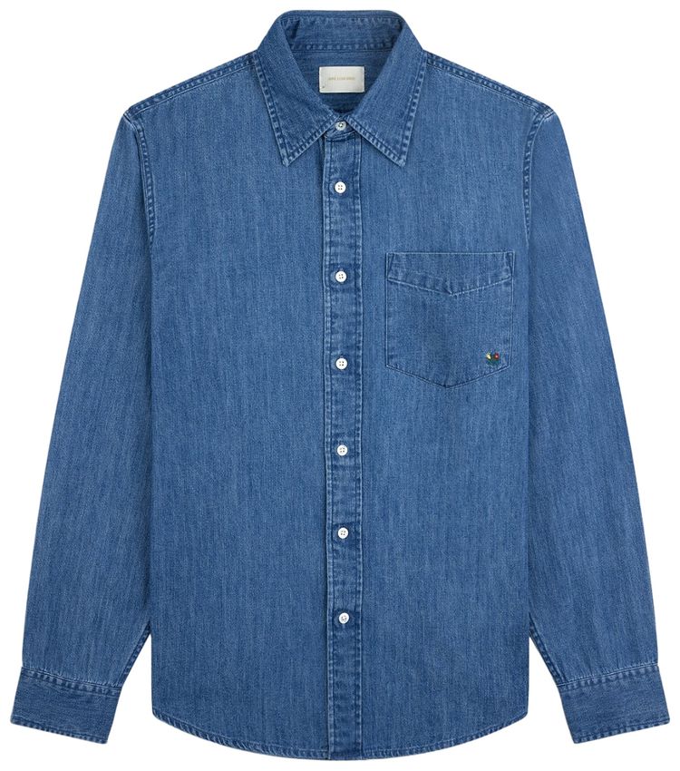 Aime Leon Dore Crest Chambray Shirt Mid Wash