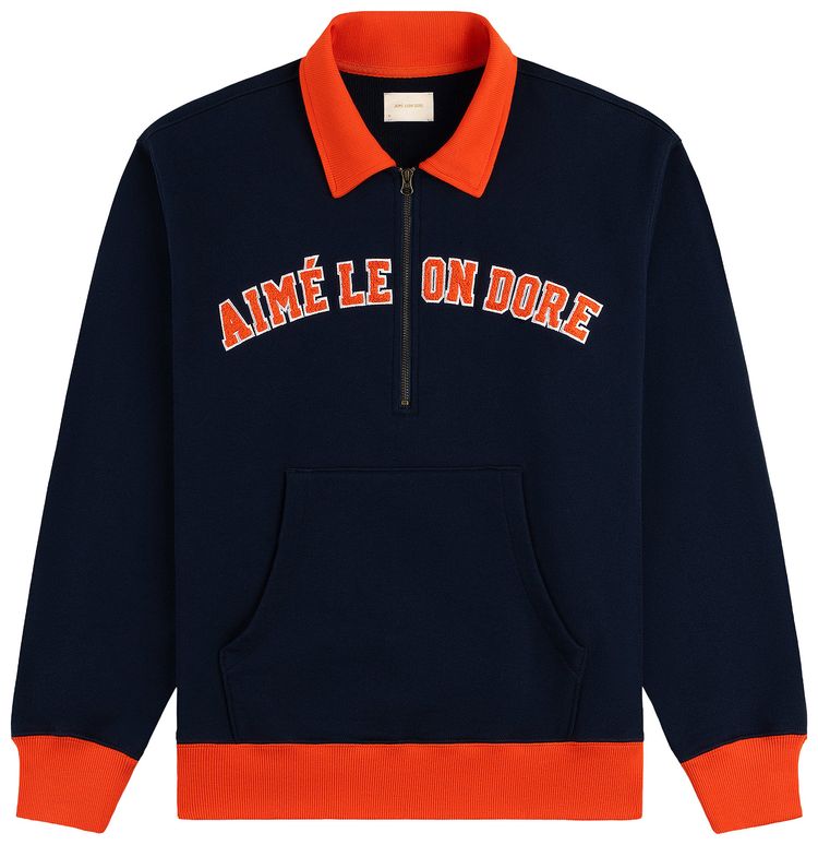 Aime Leon Dore Collegiate Quarter Zip Pullover Navy Blazer