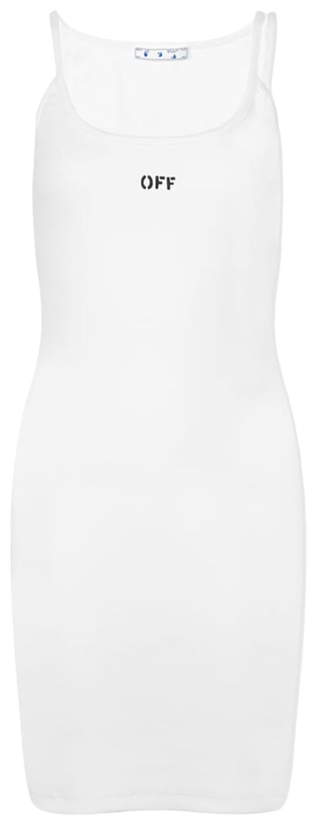 Off White Basic Ribbed Short Dress WhiteBlack