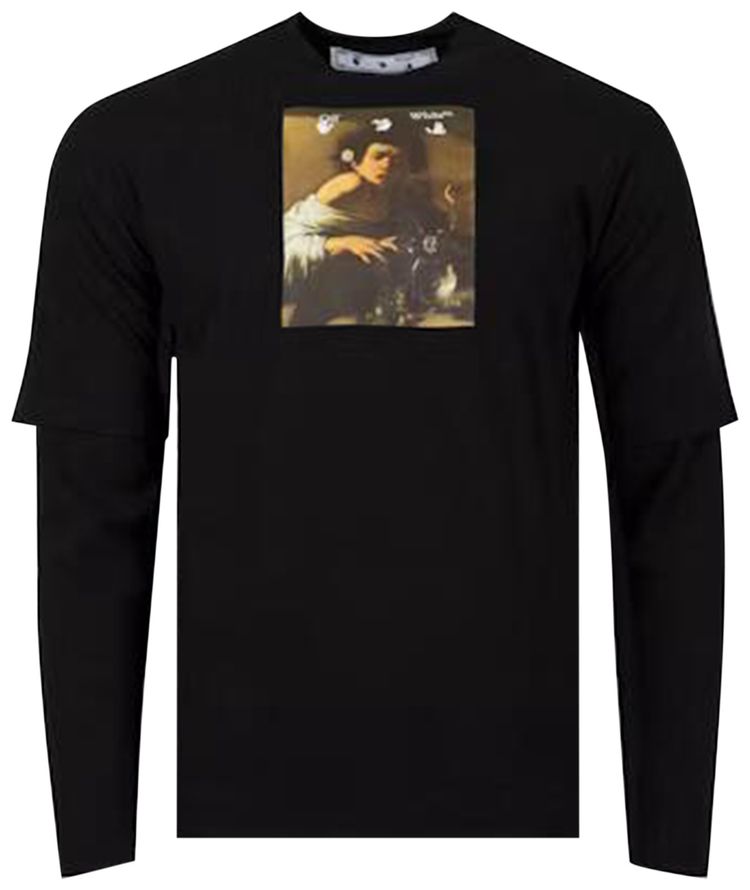 Off White Caravaggio Boy DBL Sleeve Tee Black