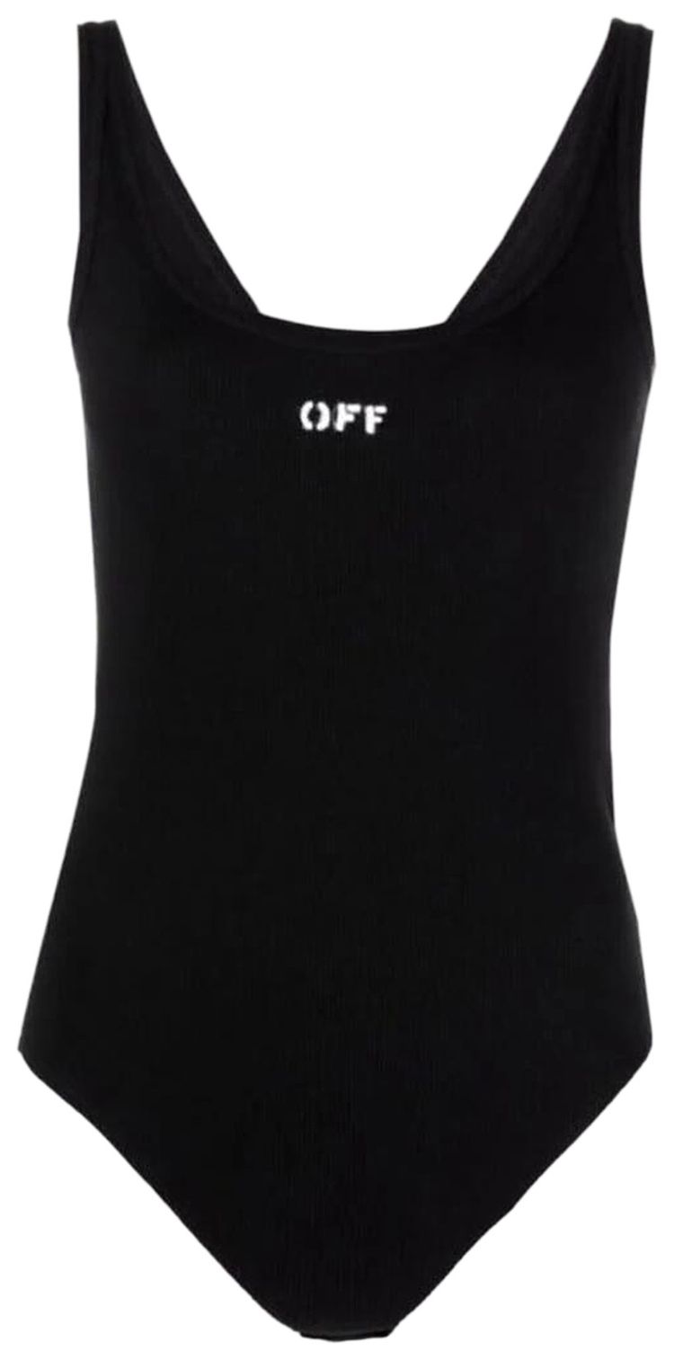 Off White Basic Ribbed Bodysuit BlackWhite