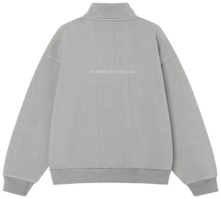 Kompakt Record Bar Washed Embroidered Half Zip Up Grey