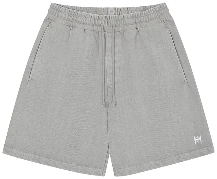 Kompakt Record Bar Washed Embroidered Shorts Grey