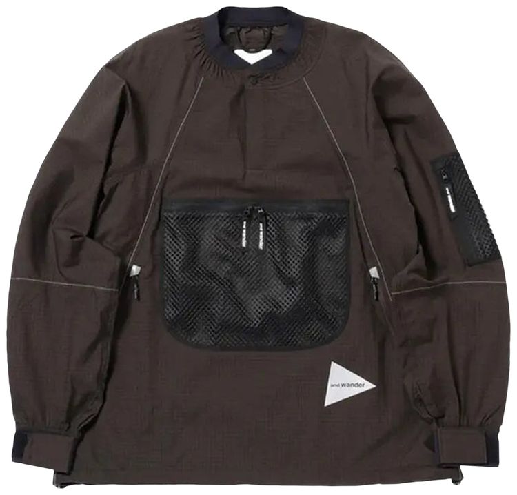 And Wander Breath Rip Pullover Jacket Charcoal