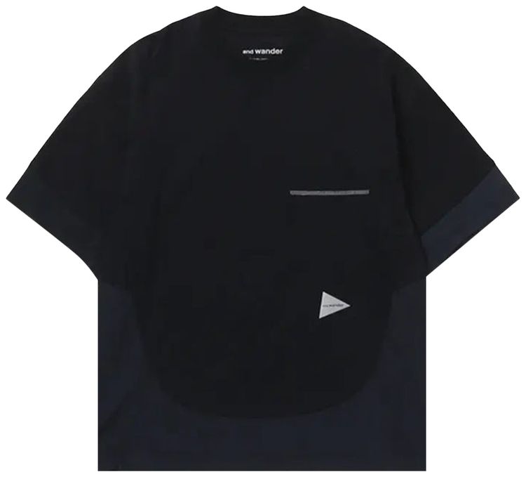 And Wander Combi Short Sleeve Tee Black
