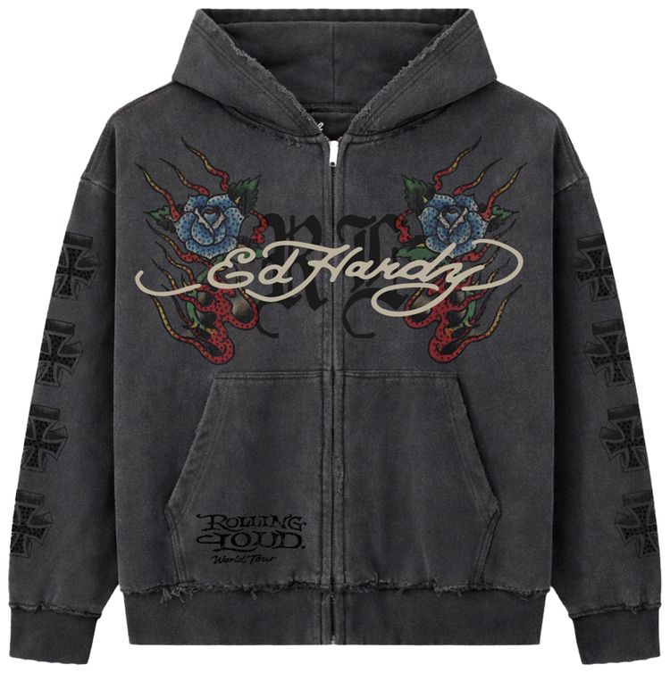 Rolling Loud x Ed Hardy Cross Hoodie Black