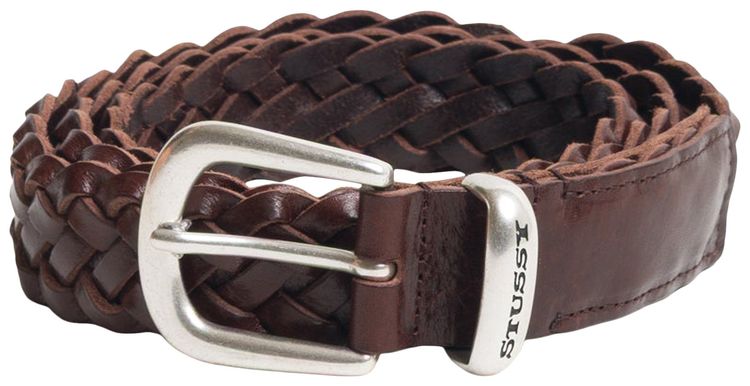 Stussy Braided Leather Belt Brown