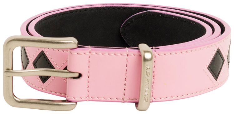 Stussy Argyle Leather Belt Pink