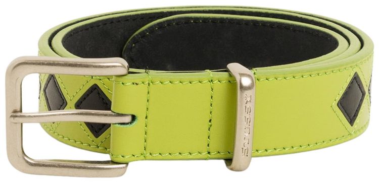 Stussy Argyle Leather Belt Lime