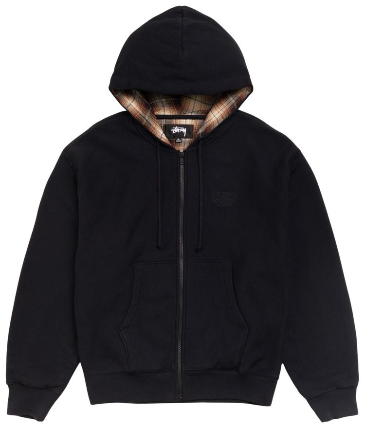 Stussy Plaid Lined Zip Hoodie Black