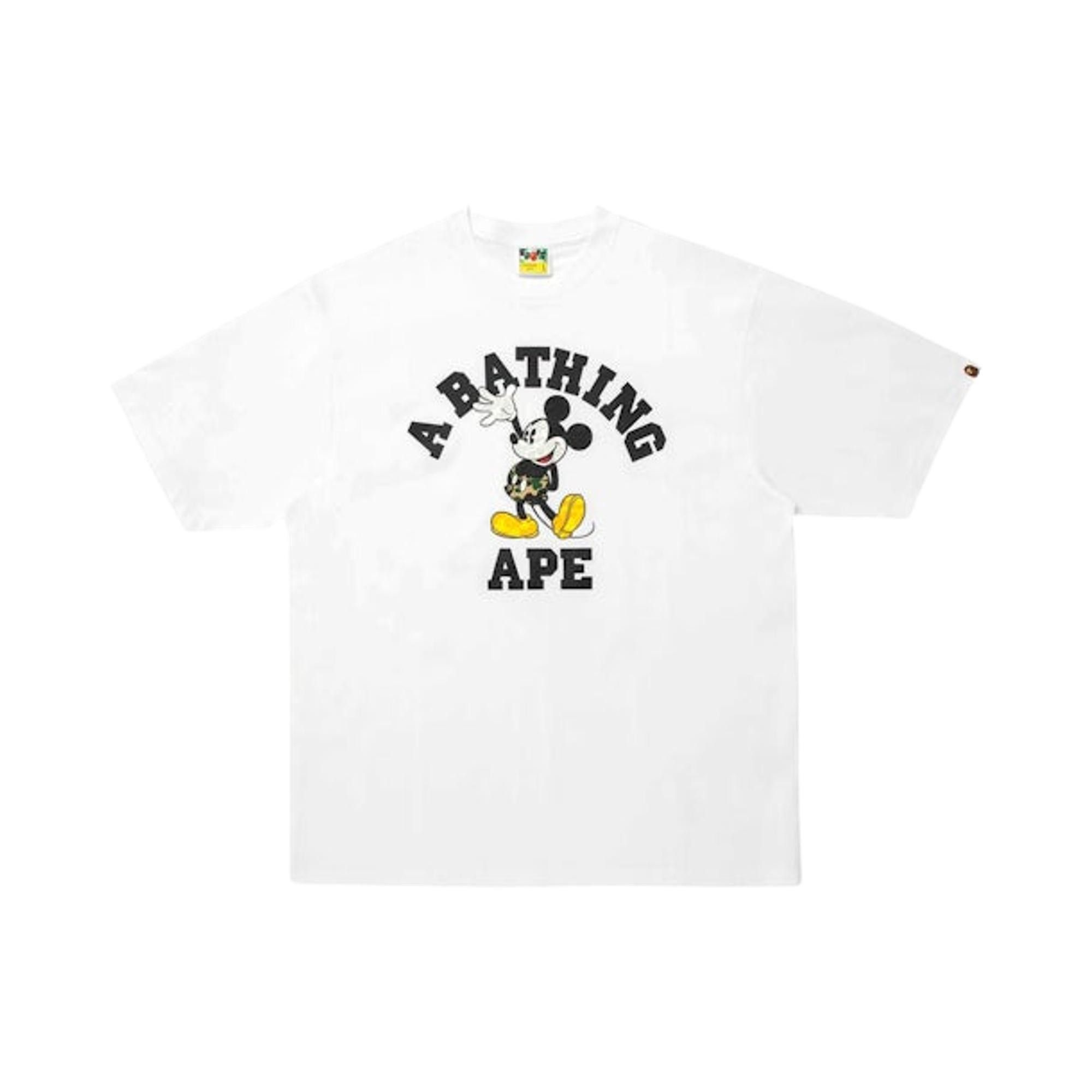 トップス M MICKEY MOUSE COLLEGE RELAXED FIT TEE Buy BAPE X Disney Mickey Mouse College Relaxed Fit Tee 'White
