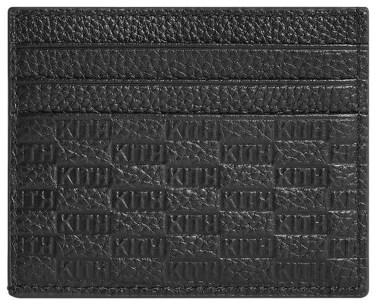 Kith Monogram Tumbled Leather Card Holder Black