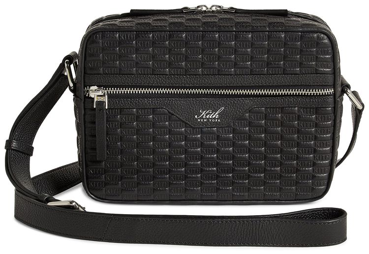 Kith Monogram Tumbled Leather Camera Crossbody Bag Black