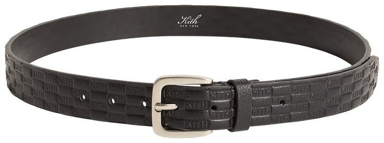 Kith Monogram Tumbled Leather Belt Black