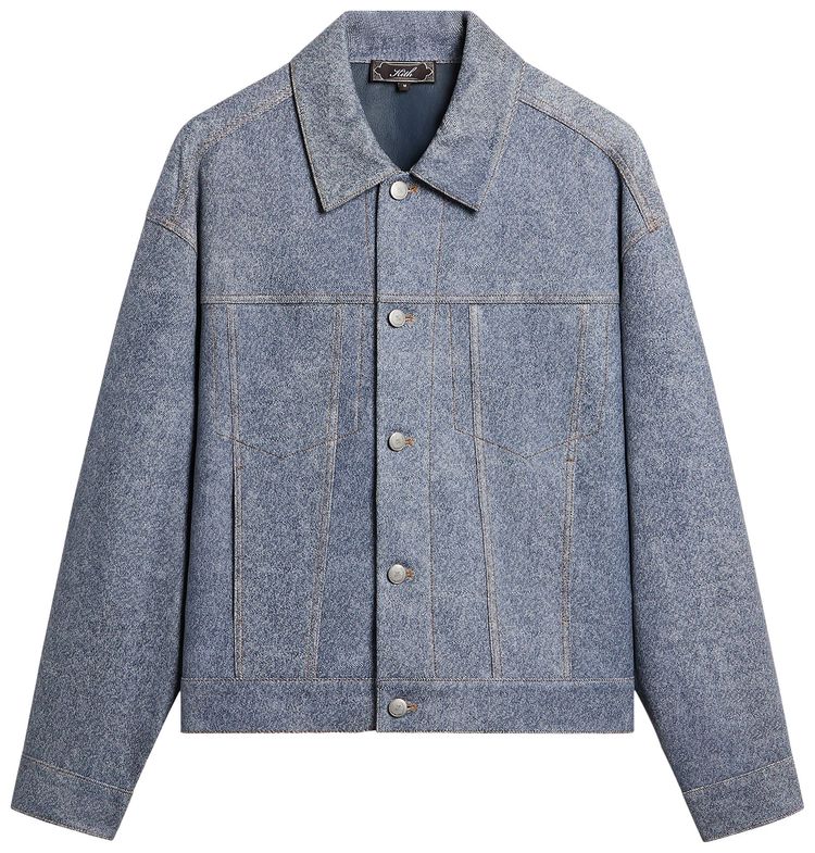 Kith Leather Denim Dario Trucker Jacket Mid Indigo