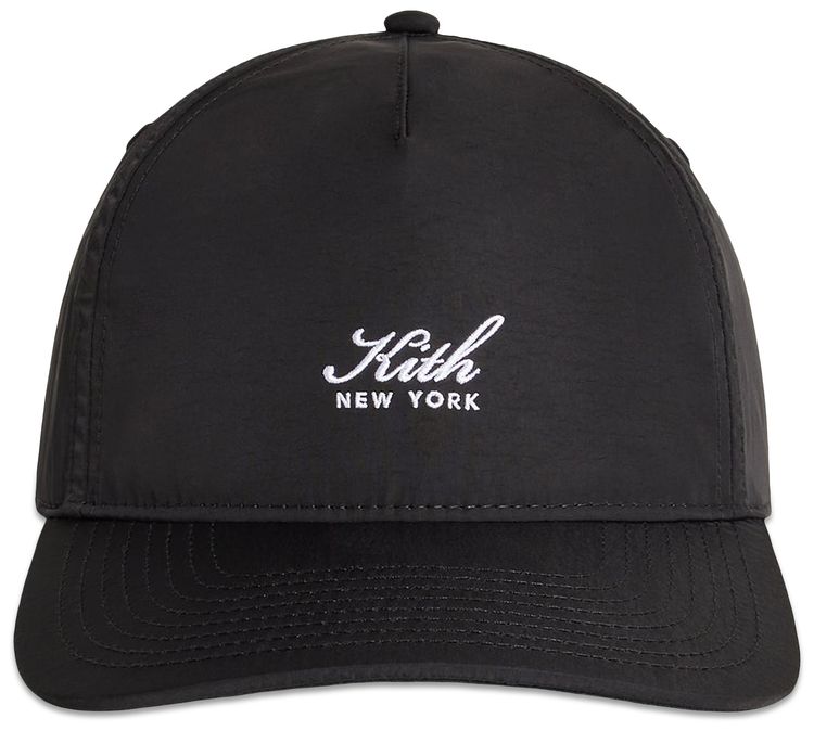 Kith Script Wrinkle Nylon Bay Low Pinch Crown Snapback Black