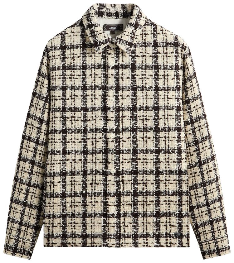 Kith Boucle Plaid Boxy Collared Overshirt Sandrift