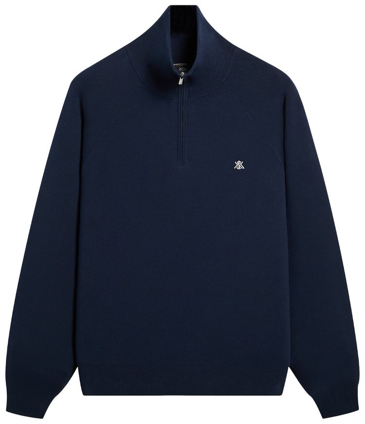 Kith Compact Cotton Knit Javier Quarter Zip Pullover Nocturnal
