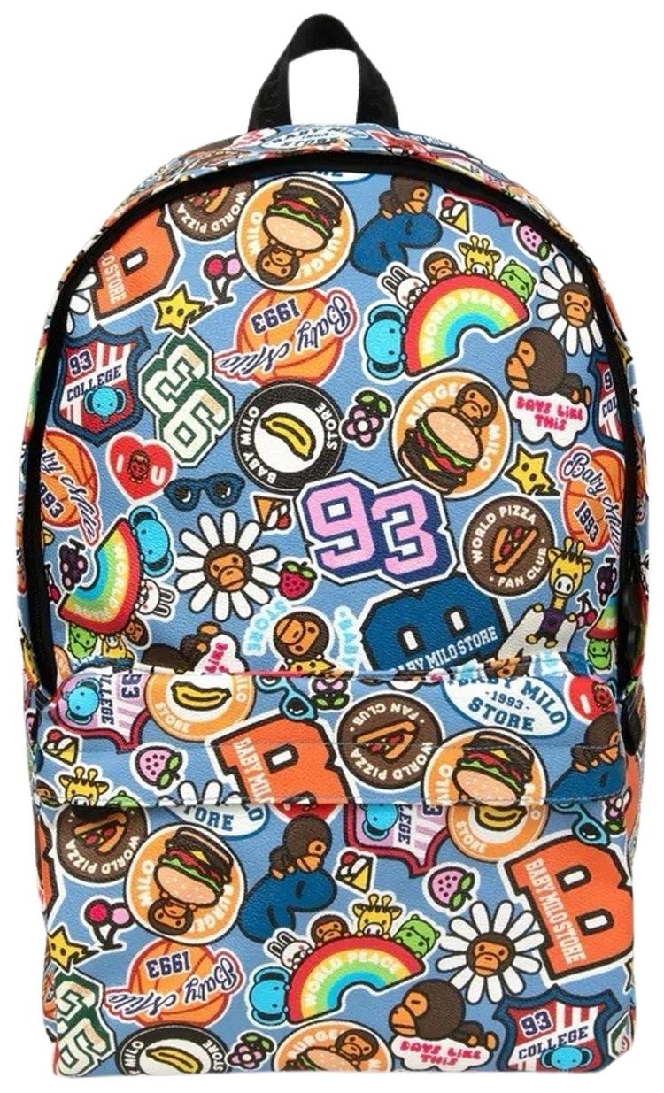 BAPE Milo Store Badge Pattern Large Backpack Multicolor