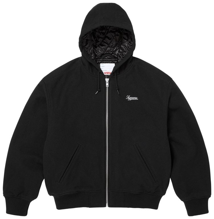 Supreme x Larry Clark Hooded Varsity Jacket Black