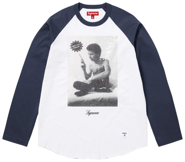 Supreme x Larry Clark Sequin Raglan Long Sleeve Top Navy