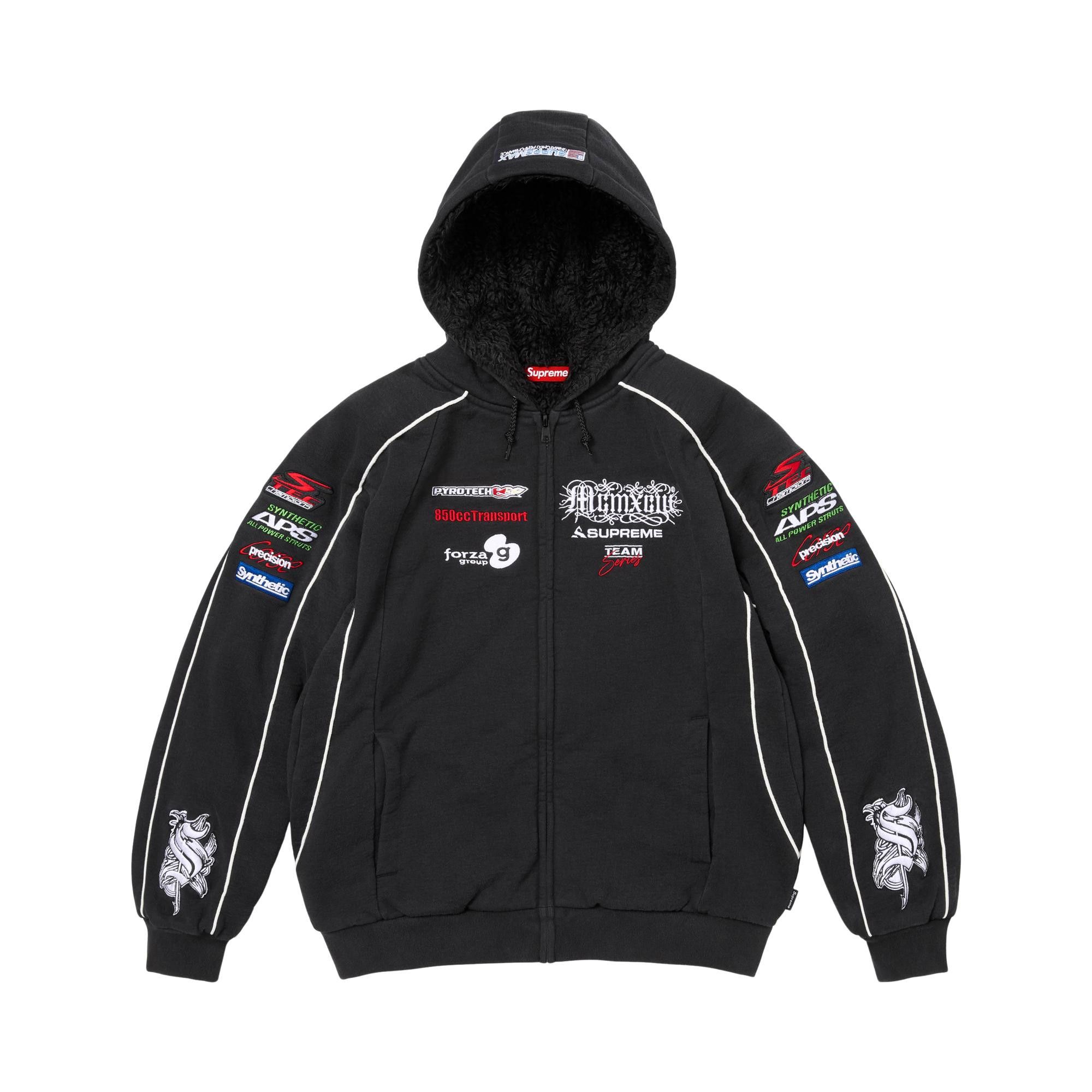 Buy Supreme Racing Lined Zip Up Hooded Sweatshirt 'Black