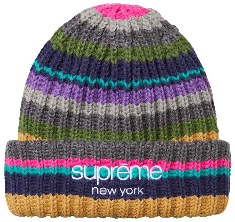 Supreme Classic Logo Chunky Ribbed Beanie Multicolor