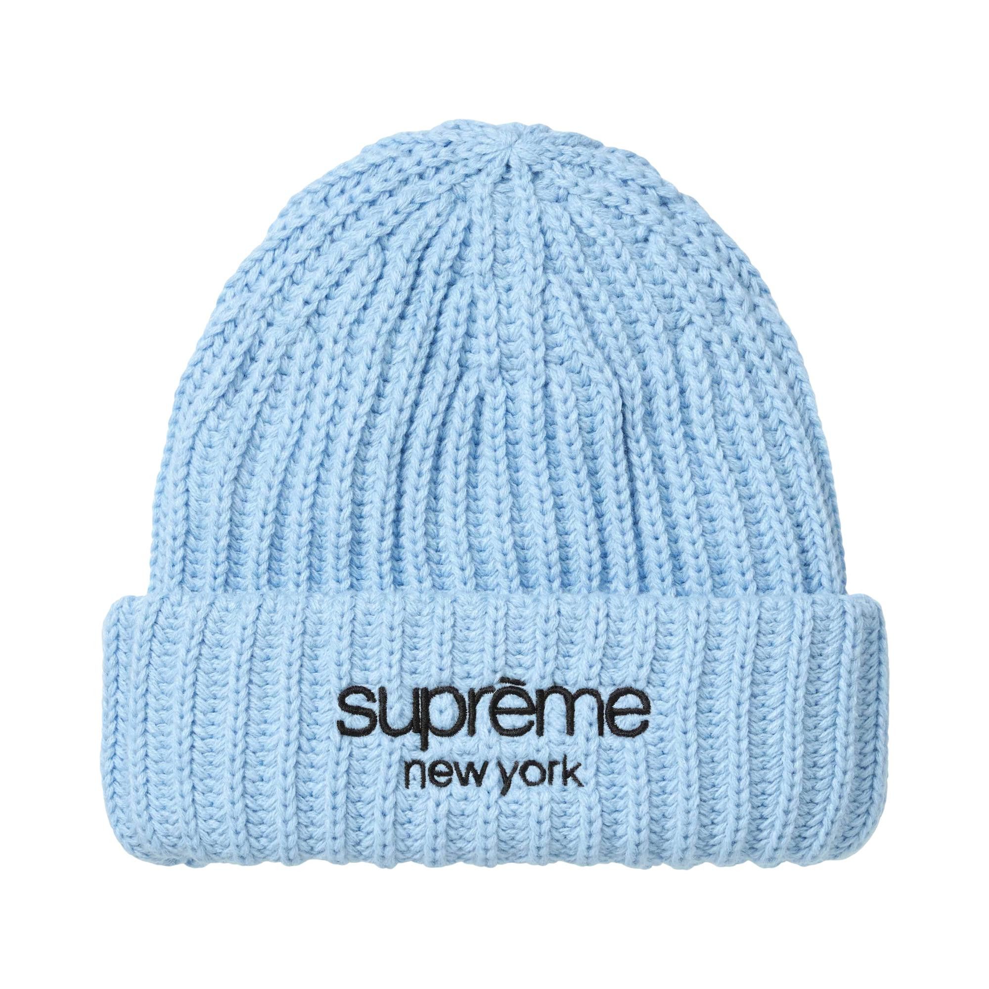 Buy Supreme Classic Logo Chunky Ribbed Beanie 'Light Blue