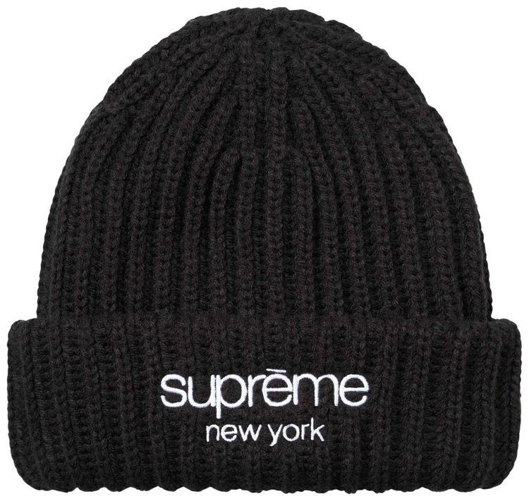 Supreme Classic Logo Chunky Ribbed Beanie Black