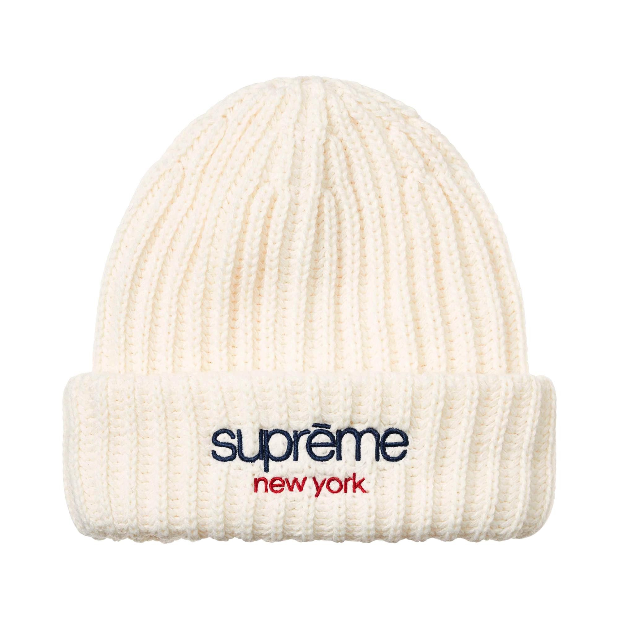 Buy Supreme Classic Logo Chunky Ribbed Beanie 'White' - FW26BN42