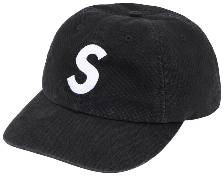 Supreme Washed Canvas S Logo 6 Panel Black