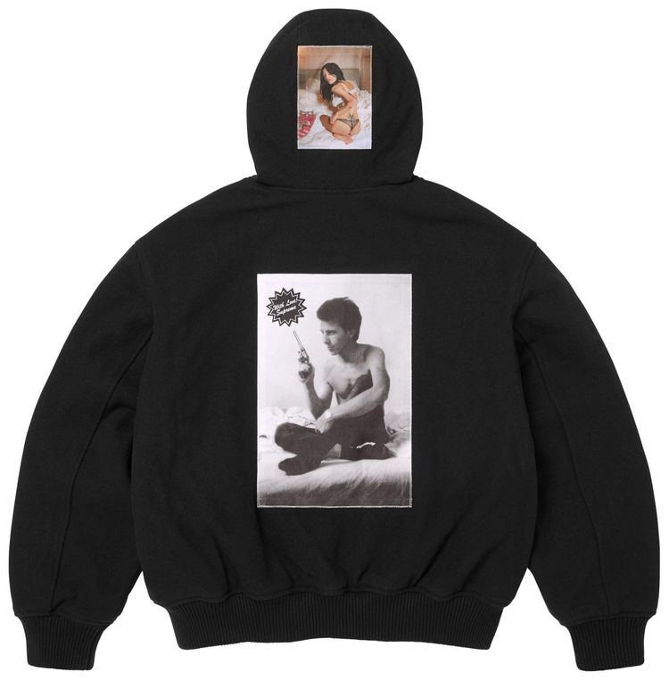 Supreme x Larry Clark Hooded Varsity Jacket Black